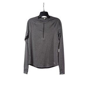 Under Armour Heat Gear Gray Partial Zip Long Sleeve Fitted Athletic Shirt Sz S
